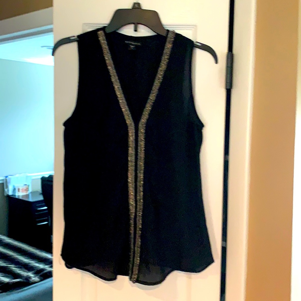 Women beaded black top small